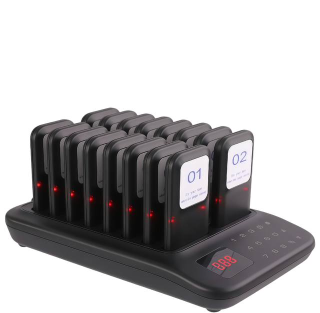 Coaster Pager Guest Queue System with Long Distance Free Logo Printing CE ROHS Certified for Cafe Restaurant & Hospital