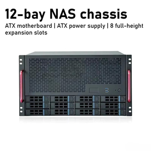 هيكل خادم JMCD 12S4 بـ 12 فتحة SAS SATA NAS مع لوحة خلفية <span class=keywords><strong>ATX</strong></span> 12 جيجابت قابلة للتبديل الساخن و3 فتحات SFF-8643 و8 فتحات PCIe كاملة الارتفاع - Product Image 1