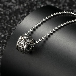 Collar Vintage de seis caracteres de estilo chino, collar con colgante de flor de loto de acero de <span class=keywords><strong>titanio</strong></span> para <span class=keywords><strong>hombre</strong></span> - Product Image 5