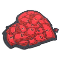 Écussons en tissu personnalisés écologiques de haute qualité, 100 pièces, sequins brodés thermocollants en forme de cœur, ailes assorties rouges pour chapeaux