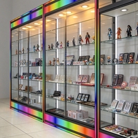 Vitrine d'exposition pour présentoir en verre trempé sur mesure avec éclairage de base LED couleur, vitrine de produits pour boutique de tabac