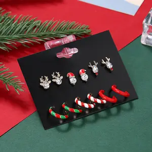 Bestone Fashion Christmas Earrings Type C Reindeer Snowman Christmas Earrings Jewelry Set for Gift