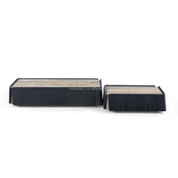 Luxe Moderne Bloc Carré Rectangle Salon Centre Thé Noir Table Basse Marbre Maison Table Basse