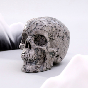 Yooperlite naturel crâne humain sculpture Sculpture 3 pouces cristal Quartz Art pièce pour Halloween décor à la maison collectionneur cadeau - Product Image 3