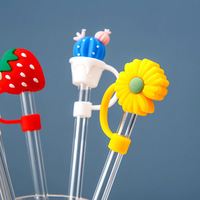 Embouts de paille en silicone de dessin animé bouchon anti-poussière bouchons anti-éclaboussures couverture accessoires de tasse créative 6-8mm outils d'étanchéité de paille