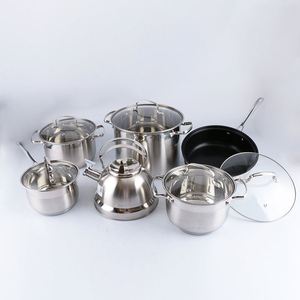 Batterie de cuisine en acier inoxydable de qualité supérieure pour la maison, ensemble de casseroles avec couvercles en verre et bouilloire, vente en gros d'usine - Product Image 5