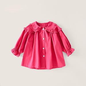 Primavera autunno nuovi vestiti da ragazza camicette camicie tinta unita in cotone principessa ragazze camicia a maniche lunghe - Product Image 1