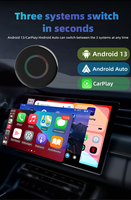 Kotak Ai Pabrik untuk Streaming Netflix/YouTube/TikTok, Dongle Adapter CarPlay Nirkabel Mendukung Kartu TF untuk Car Play Kabel OEM