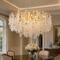 Lustre en branches d'arbre dorées de 23 pouces, luminaire moderne rond en cristal K9 pour salon, hall d'entrée, îlot de cuisine