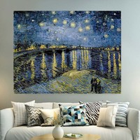 Peinture Diamant DIY Transfrontalière Peinte à la Main 40*50 Full Drill Nuit Étoilée de Van Gogh Moderne Lumineuse Écologique avec Cadre