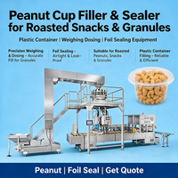 Machine de remplissage et de scellage de gobelets pour arachides, granulés de snacks torréfiés, conteneurs en plastique, équipement de pesage et de dosage pour feuilles d'aluminium