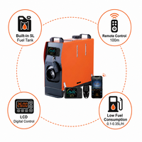 Chauffage diesel vertical tout-en-un 8KW 12V/24V avec réservoir intégré de 5L, écran LCD numérique et télécommande pour camping-car, camion, caravane, maison