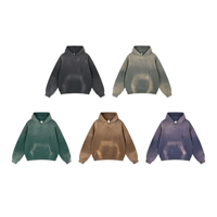 Sweat à capuche homme personnalisé avec logo, coupe ample vintage vieillie, en molleton bouclette 360 g/m², sans cordon, délavé à l'acide, coupe oversize et épaisse