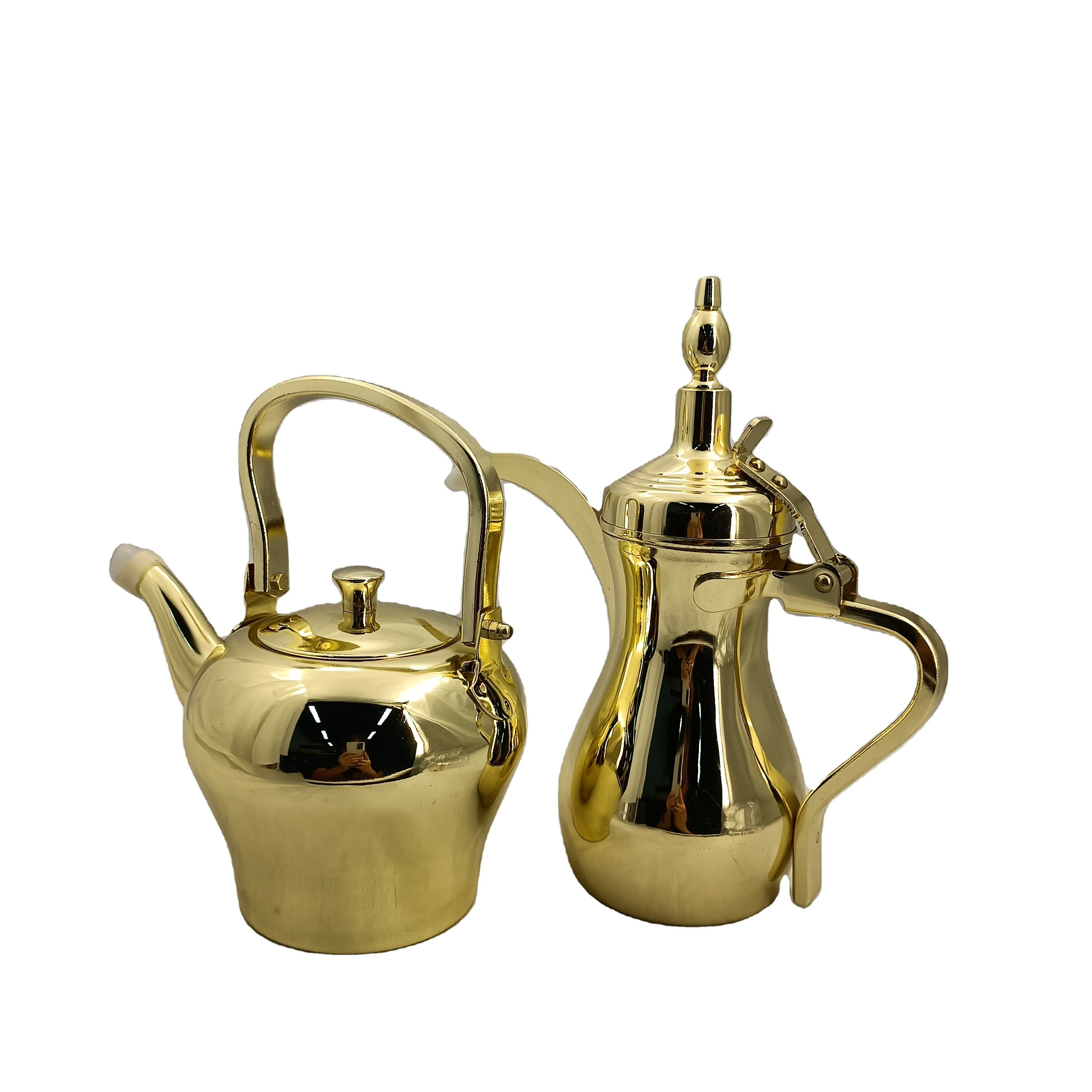 アラビア風 真鍮製ティーポット 高品質ステンレスティーポットダラケトルアラビアコーヒーポットセット