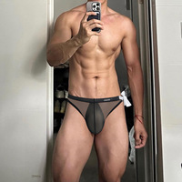 Designer Transparante Mesh Zijlint Bikini Slips Laagbouw Bult Zakje Sexy Gay Ropa Interieur Sexy Hombre Mannen Ondergoed