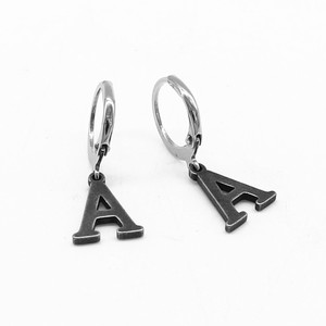 Pendientes de aro de plata tibetana yunnique con forma de letra A, pendientes de moda de acero inoxidable para mujer - Product Image 5