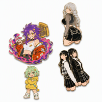 Set Pin Enamel Keras Berlapis Emas OEM Kustom, Lencana Karakter Anime Gadis Chibi Kawaii, Pin Kerah Logam