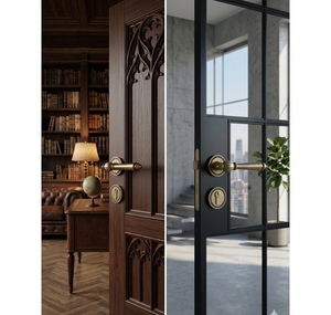 Manija de puerta interior de latón macizo con palanca estriada, sistema de cerradura de embutir con llave, herrajes de cobre puro <span class=keywords><strong>para</strong></span> proyectos - Product Image 3