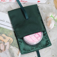 Pochette en velours vert 15x15 cm pour bijoux, avec ruban, logo personnalisé imprimé, pour emballage cadeau et peignes
