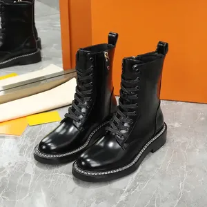 2025 concepteur de luxe femmes sans lacet en cuir véritable bottes longues mode chaussures d'hiver décontractées doublure supérieure pour la saison de printemps - Product Image 6