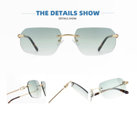 Lunettes de soleil de luxe sans monture, de forme irrégulière, avec verres colorés de haute qualité, légères et tendance pour homme
