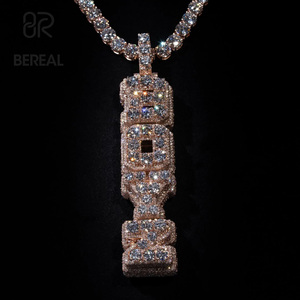 New Design Vvs Moissanite Iced Out 3D Chain Pendant Custom Hip Hop Pass Diamond <b>Tester</b> Round Cut Diamond Name Pendant Jewelry - Product Image 1