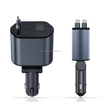 Nouveau chargeur de voyage universel 4-en-1 pour voitures, charge rapide, câble rétractable, affichage numérique, chargeur de voiture Type-C, sortie 5V/3A