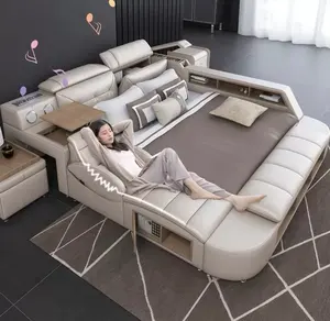 Yaratıcı bilgisayar masası ile yatak odası yatak çok fonksiyonlu büyük depolama alanı yatak masaj koltuğu ile güvenli yatak