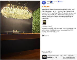 Lampadario in Ferro e Cristallo R&J per Interni, Garanzia di 4 Anni, Illuminazione a 360° per Decorazioni di Matrimoni ed Eventi - Product Image 6