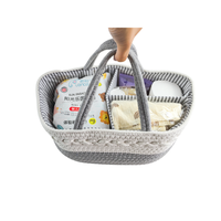 Panier de rangement portable en corde de coton pour couches de bébé avec séparateur amovible
