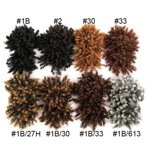 <span class=keywords><strong>Chignon</strong></span> synthétique court afro crépu sans colle avec cordon de serrage, cheveux de 4 pouces, frange de 6 pouces, résistant à la chaleur, pour femmes africaines, perruque - Product Image 3