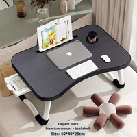 Support d'ordinateur portable pour la décoration de la maison, bureau portable pour l'étude, table d'ordinateur pliable avec porte-gobelet pour lit, avec tiroir
