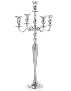Candelabro de plata hecho a mano en India con 5 pequeños brazos metálicos, con forma novedosa de aluminio dorado, decorativo para 5 velas, ideal para bodas. - Product Image 1