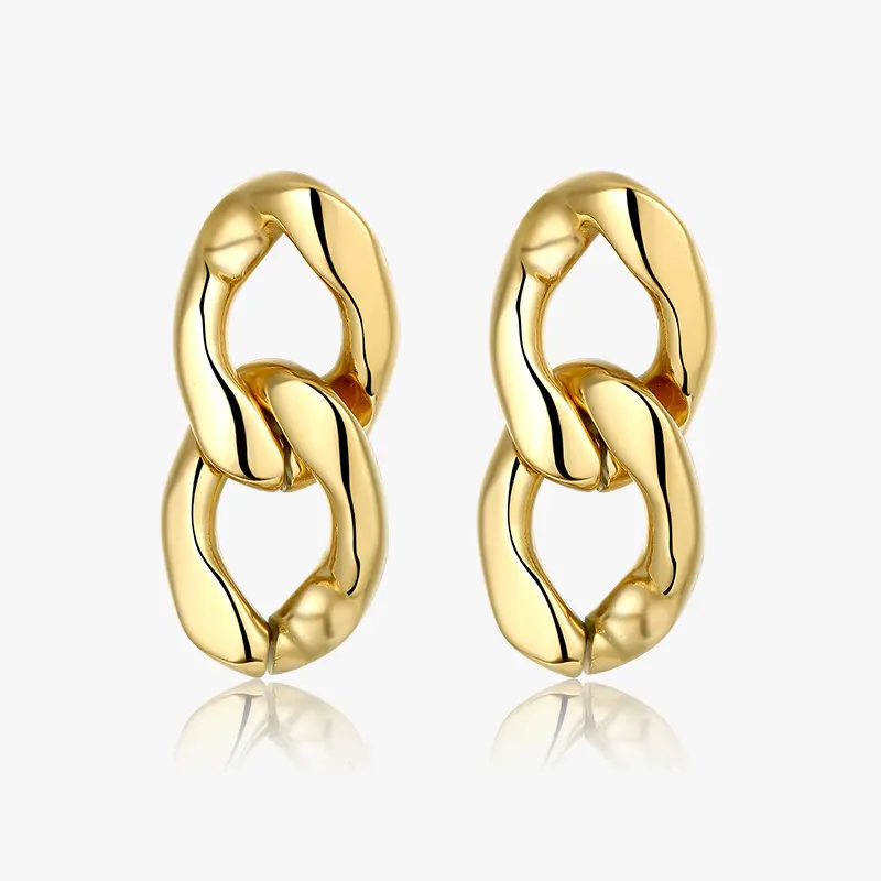 Personalisierte Edelstahl Schmuck 18K Gold Überzog Kubanischen Link Kette Ohrringe