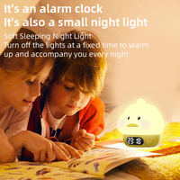 Niedliche Entenform Mini-Nachtlicht Wecker, Silikon-Touchsensor mit RGB-Farbwechsel, USB-Aufladung für Studentenwohnheime
