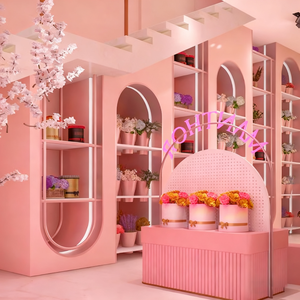 ตู้โชว์ดอกไม้สีชมพูปรับแต่งได้สำหรับย่านที่สร้างสรรค์ทางวัฒนธรรมร้านบูติกในเมืองที่สะดุดตาความลับทางอินเทอร์เน็ต - Product Image 3