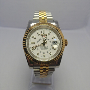 Fancy Design Factory Price Custom Logo White Gold Dial <b>Mechanical</b> Men's Stainless Steel NH35 Round <b>Watch</b> - Product Image 1