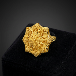 แหวนทองชุบไมครอน 14K18K24K แบบดั้งเดิมสไตล์ดูไบสำหรับเจ้าสาว ขายส่ง - Product Image 4