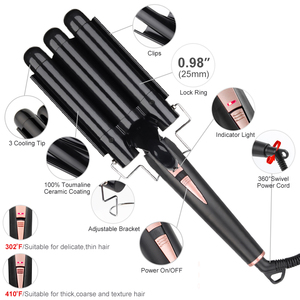 <span class=keywords><strong>Fer</strong></span> à friser professionnel, outils en céramique pour <span class=keywords><strong>onduler</strong></span> les cheveux, bigoudis à trois - Product Image 3