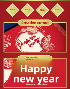 Nouvelle carte de Nouvel An chinoise écologique en papier doré, personnalisable avec logo, tous les <span class=keywords><strong>meilleurs</strong></span> motifs de découpe de papier chinois, Festival du Printemps - Product Image 3