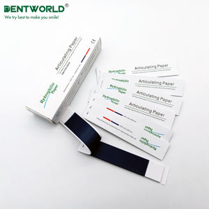 Blue <span class=keywords><strong>dental</strong></span> straight shape articuling bite paper supply double sides strips sheet carta articolata - Product Image 1