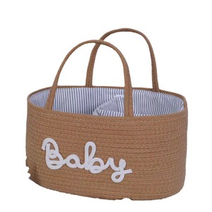 Cesta de Almacenamiento Portátil Ovalada de Cuerda de Algodón Tejida, 36x22xH18cm, con Interior Extraíble para Separar Artículos Secos y Húmedos - Product Image 6