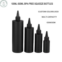 Bouteille compte-gouttes cylindrique noire vide de 200 ml, 400 ml, 500 ml avec bouchon disque pour shampoing, lotion, crème visage et crème contour des yeux – Vente en gros, personnalisable et mignonne