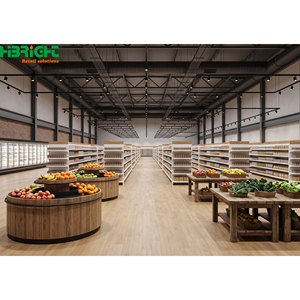 Comptoir de caisse de supermarché en bois grainé, ensemble d'étagères de vente au détail POS, mobilier de magasin ODM - Product Image 5