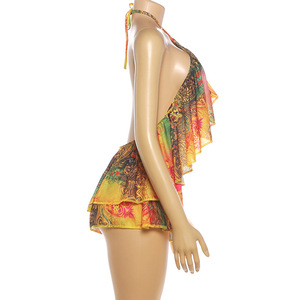 Women's Halter Neck Top Ruffled 2-Piece Set with Bohemian Print <strong>Shorts</strong> Women Sets Sehe Fashion - Product Image 4