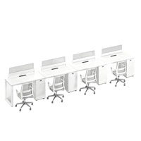 Poste de travail modulaire moderne avec cloison en acrylique et armoire latérale pour bureau multi-personnes