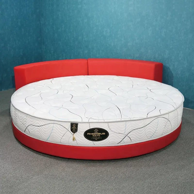 OEM ODM supplier love hotel room high quality 200cm vacuum packed pocket coil spring king sized bed and mattress round mattress