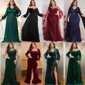 Robe de soirée élégante à prix bas, style européen et américain, nouvelle robe de soirée à sequins, col unique, fendue - Product Image 4