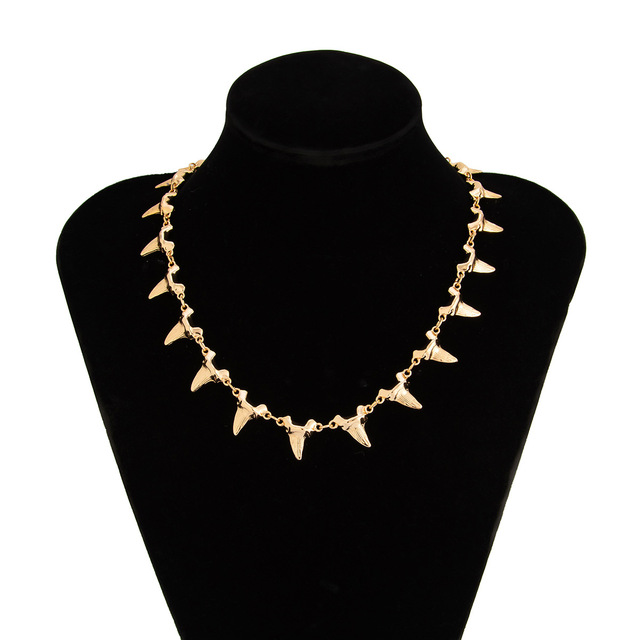 new Fashion Punk 18K Gold-plated Alloy Shark Teeth Necklace Personalised Exaggerated Design Cool Style Men's Necklace for Men