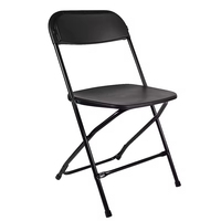 Chaise pliante en métal à dossier plat, en plastique blanc, empilable, pour jardin extérieur, mariage, événement, à prix réduit